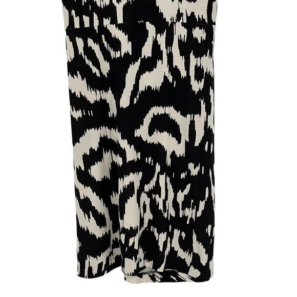 Diane Von Furstenberg Zoe 100% Silk Sheath Dress Flower Ikat Black Ivory Size 10 - Picture 11 of 14